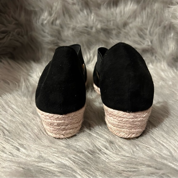 Wedge Shoes Womens Size 41 Black‎ Ankle Strap Heeled Slip On NEW - Picture 5 of 8